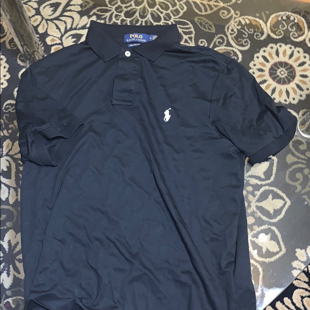 Black dri-fit,polo with white horse